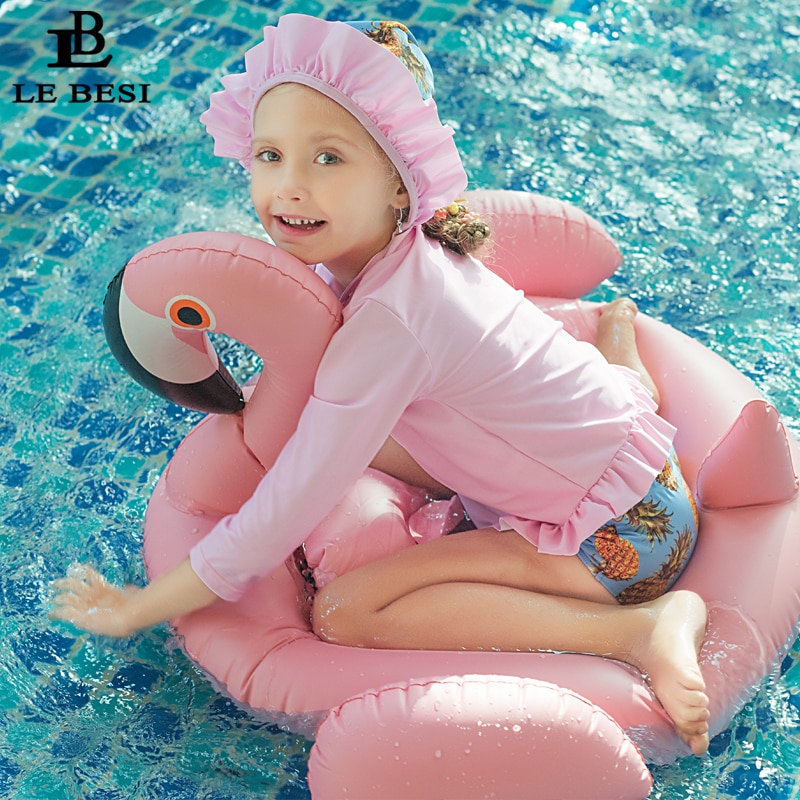 Kinder Bademode Badeanzug Ananas Beachwear mit Badekappe Langarm – Bild 4