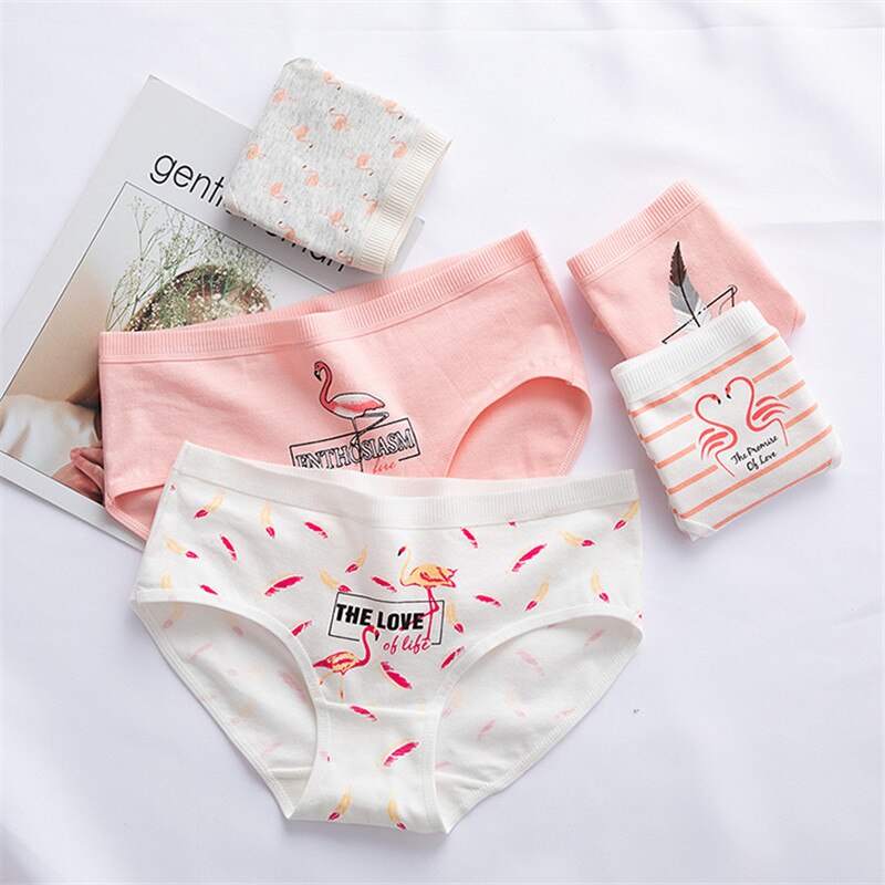 4 Stück Teenager Flamingos Unterhose Mädchen Slip Baumwolle Höschen